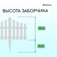 Ограждение декоративное, 30 × 300 см, 5 секций, пластик, белое, Greengo