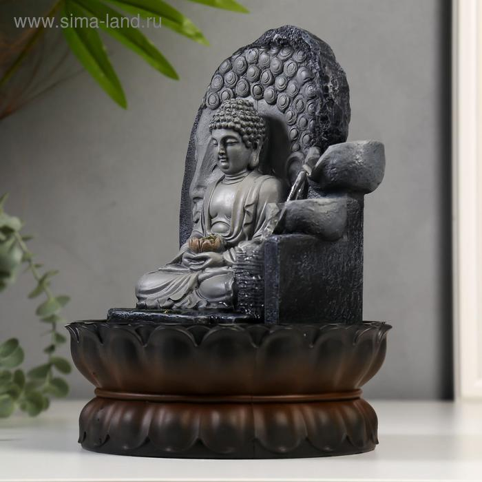 Фонтан настольный от сети, подсветка Фонтан настольный от сети, подсветка "Будда" серый мрамор 30х20,5х20,5 см