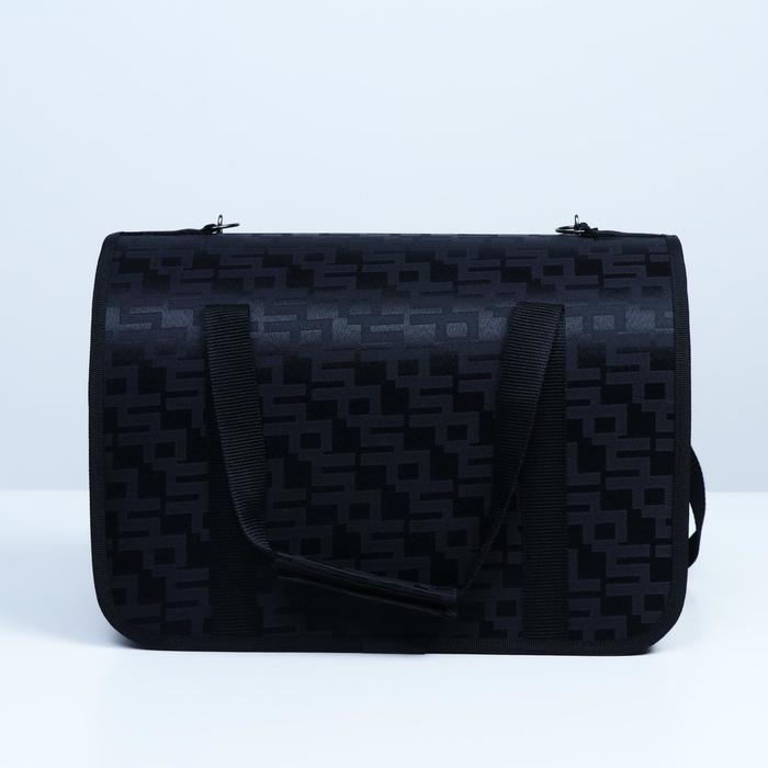 Сумка - переноска для животных  Сумка - переноска для животных "Люкс", ПВХ, жаккард, 40 х 25 х 26, чёрная