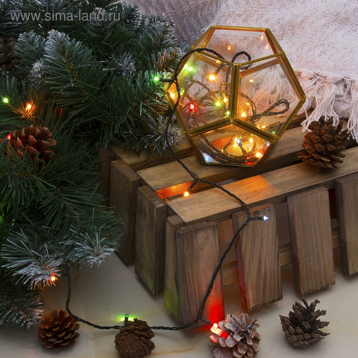 Гирлянда &laquo;Нить&raquo; 3 м, IP20, тёмная нить, 30 ламп, свечение мульти, 8 режимов, 220 В