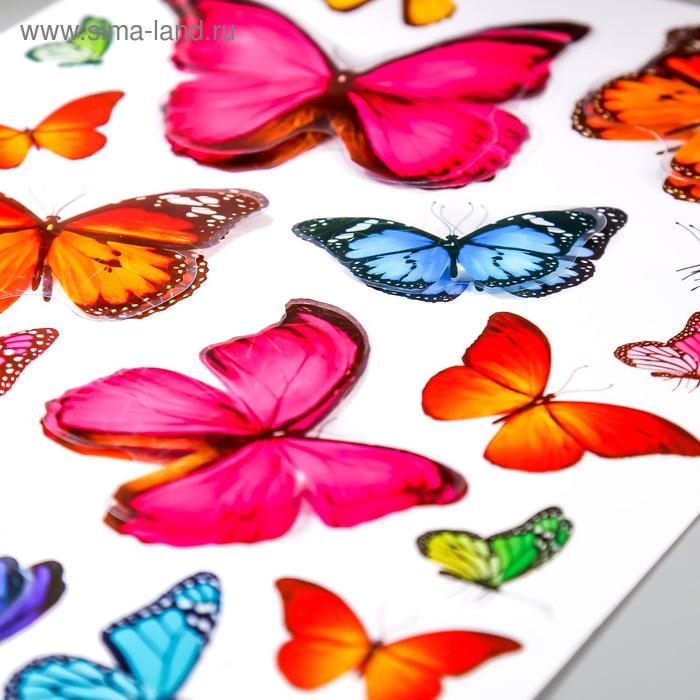 Наклейка пластик многослойная Наклейка пластик многослойная "Бабочки" МИКС 35.5х25 см
