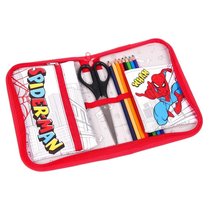 Пенал каркасный, 1 секция, 140х210х40 мм, откидной карман, тканевый, Человек-паук Пенал каркасный, 1 секция, 140х210х40 мм, откидной карман, тканевый, Человек-паук