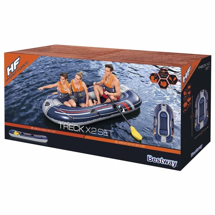 Лодка Treck X2, 2-местная, 255 х 127 х 36 см, вёсла 124 см, насос, до 225 кг, 61068 Bestway Лодка Treck X2, 2-местная, 255 х 127 х 36 см, вёсла 124 см, насос, до 225 кг, 61068 Bestway