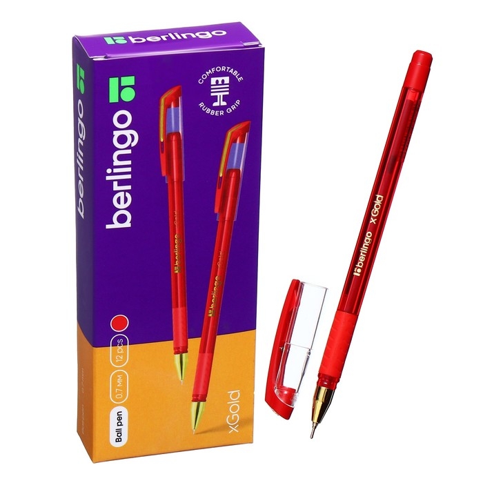 Ручка шариковая Berlingo xGold, стержень красный, узел-игла 0,7 мм Ручка шариковая Berlingo xGold, стержень красный, узел-игла 0,7 мм