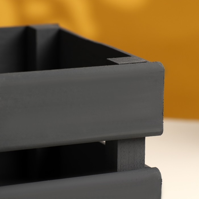 Кашпо деревянное 24.5×13.5×9 см  Кашпо деревянное 24.5×13.5×9 см "Двушка Лайт", двухреечное, чёрный Дарим Красиво