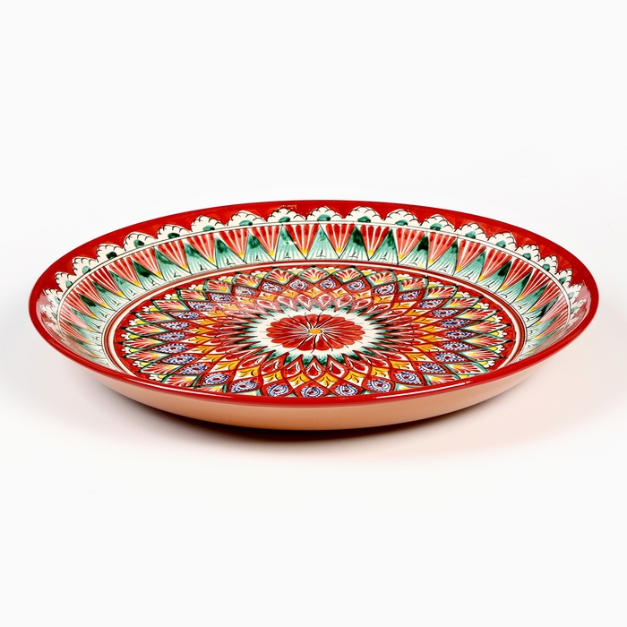 Ляган Риштанская Керамика "Узоры", 36 см, красный