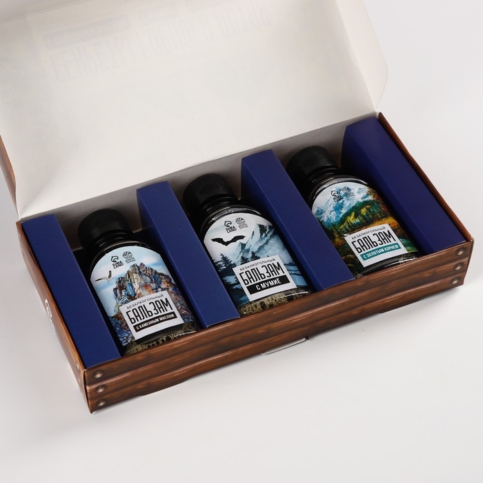 Набор бальзамов «Секреты горного алтая», с каменным маслом 100 мл., мумиё 100 мл., с золотым корнем 100 мл. Набор бальзамов «Секреты горного алтая», с каменным маслом 100 мл., мумиё 100 мл., с золотым корнем 100 мл.