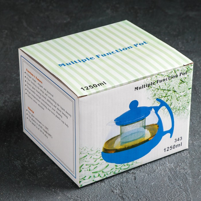 Чайник стеклянный заварочный «Фантазия», 1,25 л, с металлическим ситом, цвет МИКС Чайник стеклянный заварочный «Фантазия», 1,25 л, с металлическим ситом, цвет МИКС