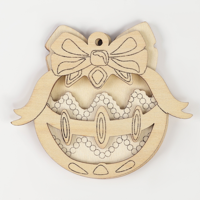 Ёлочная подвеска из дерева своими руками на новый год «Шар», новогодний набор для творчества