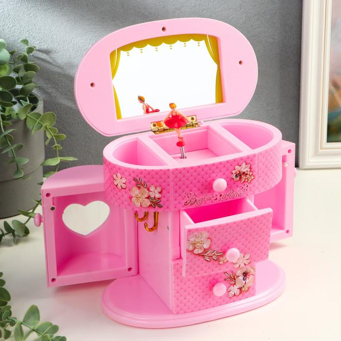 Шкатулка музыкальная механическая Шкатулка музыкальная механическая "Комод принцессы" розовая 17,5.20х11 см