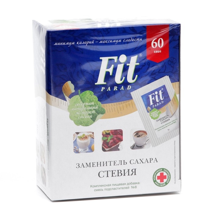 Заменитель сахара Fitparad №8, заменитель сахара (стевия), 60 г Заменитель сахара Fitparad №8, заменитель сахара (стевия), 60 г