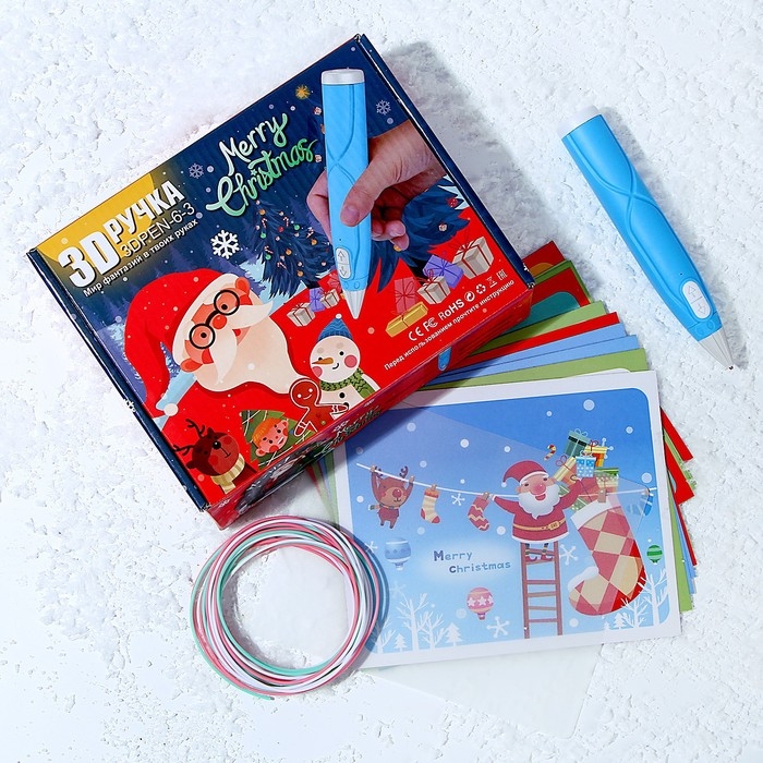 3D ручка «Новый год» набор PСL пластика, мод. PN005, цвет голубой 3D ручка «Новый год» набор PСL пластика, мод. PN005, цвет голубой