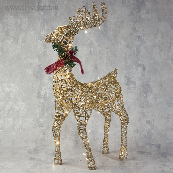 Светодиодная фигура «Олень золотистый» 50 × 85 × 18 см, металл, 220 В, свечение тёплое белое Светодиодная фигура «Олень золотистый» 50 × 85 × 18 см, металл, 220 В, свечение тёплое белое