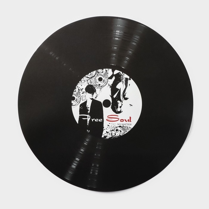 Салфетка сервировочная на стол Доляна «Виниловая пластинка», d=38 см, цвет чёрный