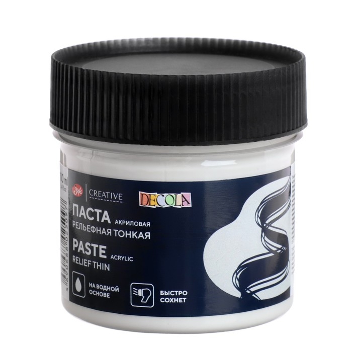 Паста текстурная, белая тонкая 100 мл ЗХК Decola, акриловая, 5827975 Паста текстурная, белая тонкая 100 мл ЗХК Decola, акриловая, 5827975