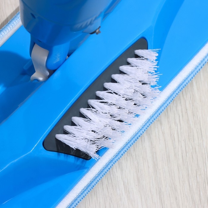 Швабра для мытья пола с распылителем и щёткой Доляна, насадка из микрофибры 42×14 см, стальная ручка 120 см, цвет МИКС Швабра для мытья пола с распылителем и щёткой Доляна, насадка из микрофибры 42×14 см, стальная ручка 120 см, цвет МИКС