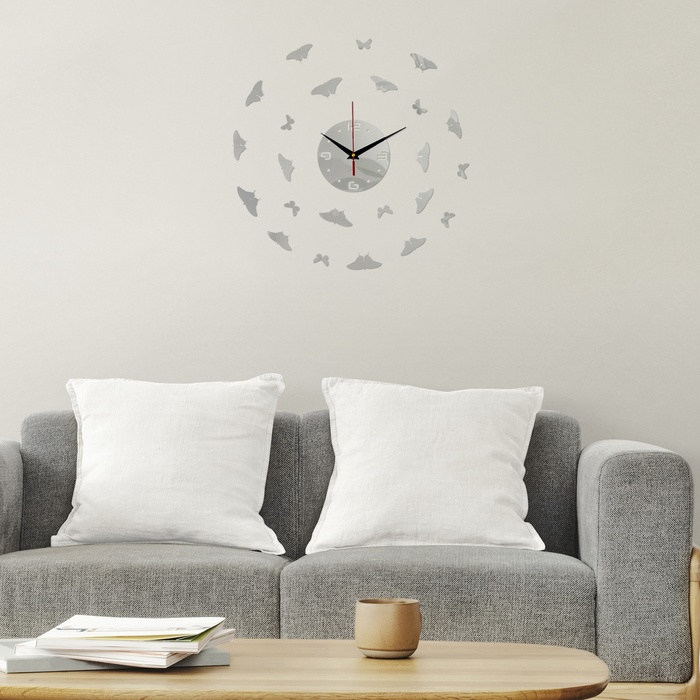 Часы настенные интерьерные, 3d  Часы настенные интерьерные, 3d "Бабочки", бесшумные, большие, d-15 см, 20.5 х 20.5 см