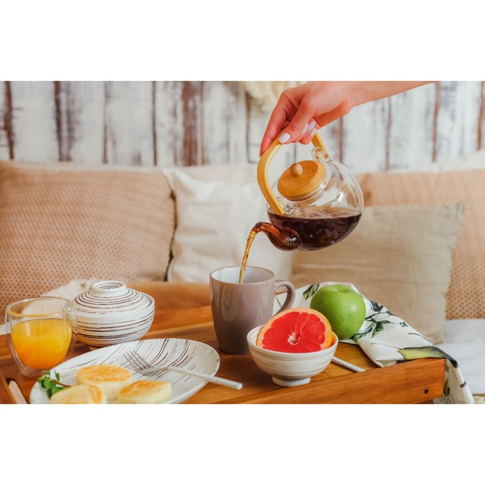 Чайник стеклянный заварочный с бамбуковой крышкой и металлическим фильтром «Эко. Бабл», 800 мл, 18×13,5×12,5 см Чайник стеклянный заварочный с бамбуковой крышкой и металлическим фильтром «Эко. Бабл», 800 мл, 18×13,5×12,5 см