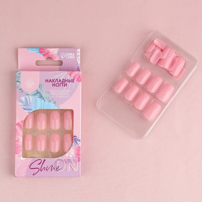 Накладные ногти «Нюд», 24 шт, клеевые пластины, форма квадрат, цвет глянцевый нежно-розовый Накладные ногти «Нюд», 24 шт, клеевые пластины, форма квадрат, цвет глянцевый нежно-розовый