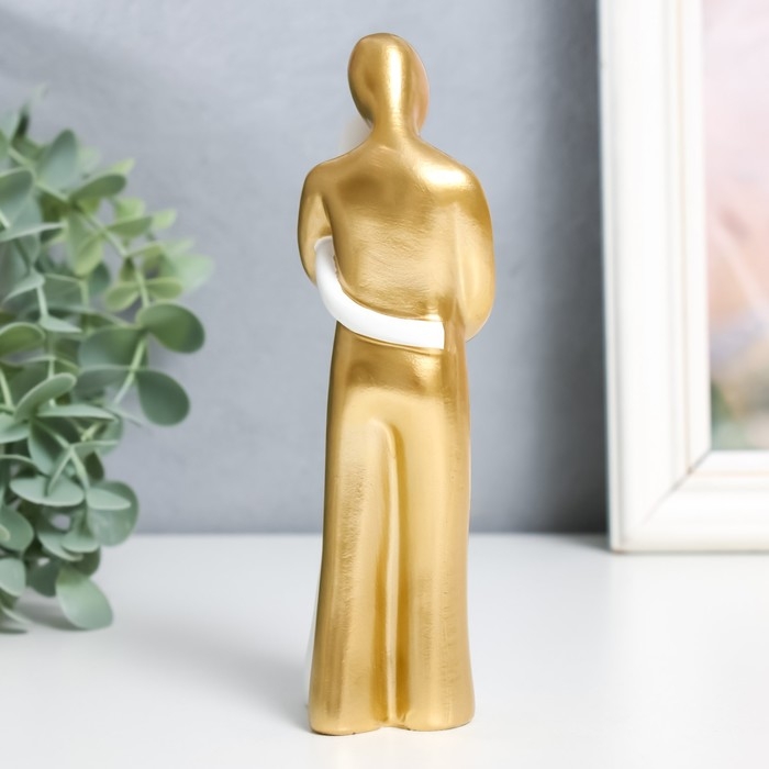 Сувенир полистоун  Сувенир полистоун "Папа, мама и я" бело-золотой 15х5 см