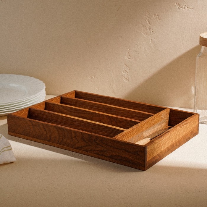 Ящик из натурального дуба для столовых приборов Sima-Land Home, 34×25×5 см Ящик из натурального дуба для столовых приборов Sima-Land Home, 34×25×5 см