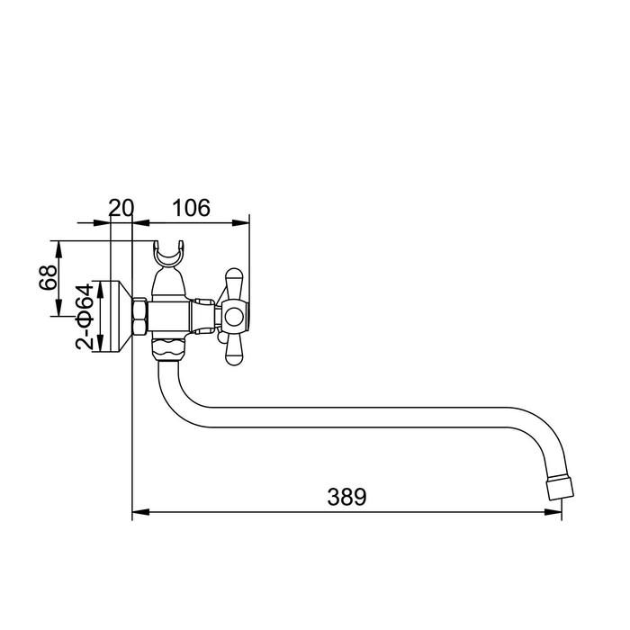 Cмеситель для ванны Accoona A7372, двухрычажный, излив 300 мм, хром Cмеситель для ванны Accoona A7372, двухрычажный, излив 300 мм, хром