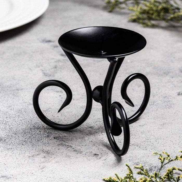 Подсвечник Подсвечник "Весел Н" металл на 1 свечу, 9,5х7,6 см, чёрный