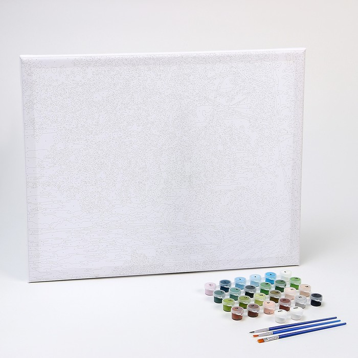 Картина по номерам на холсте с подрамником «Береза у озера», 40 х 50 см