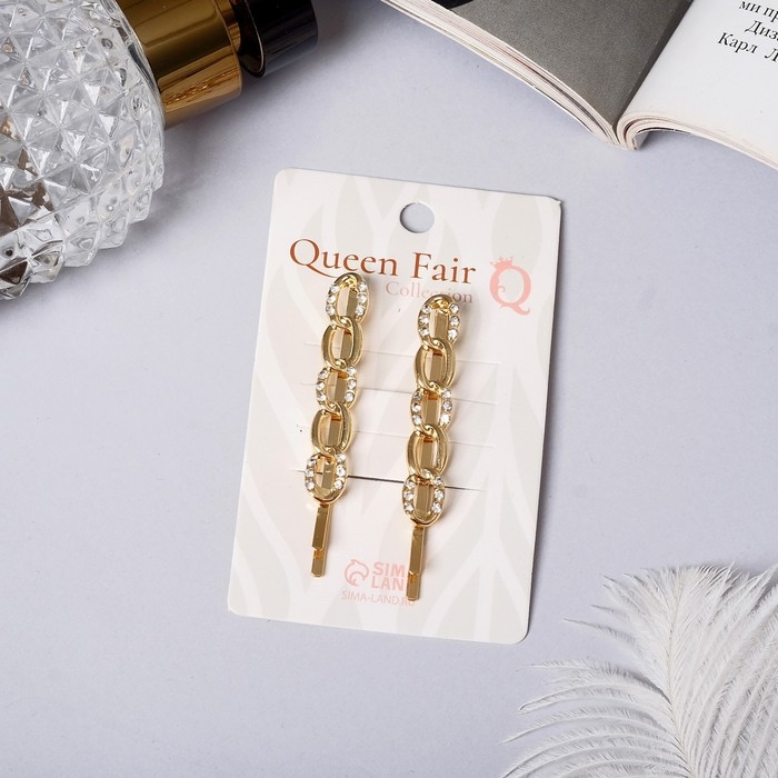 Невидимка для волос  Невидимка для волос "Либерти" (набор 2 шт) сияние петельки, 4,5 см, золото