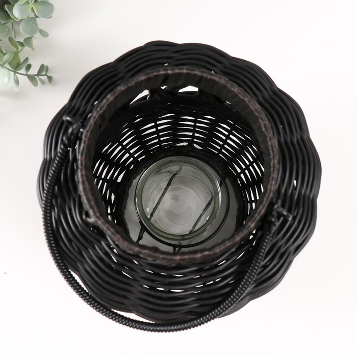 Подсвечник пластик Подсвечник пластик "Фонарик. Корзинка" чёрный 30х21х21 см