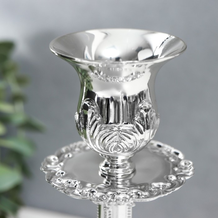 Подсвечник металл  Подсвечник металл "Людвиг" набор 2 шт цвет серебро 19х10х10 см