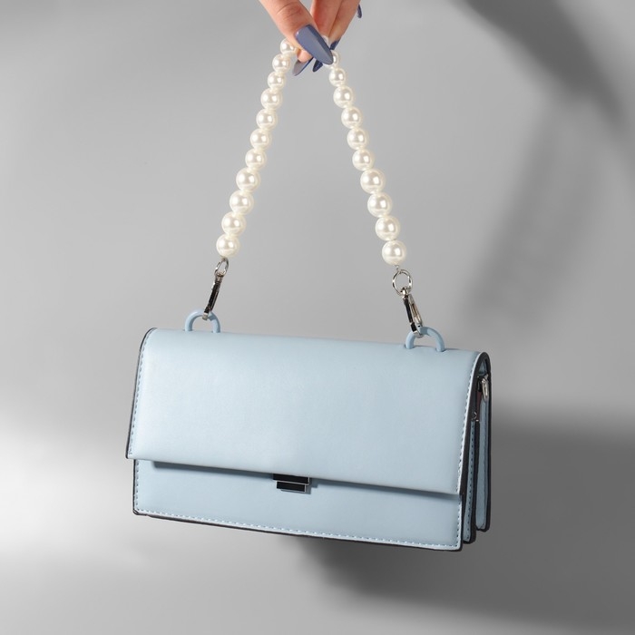 Ручка для сумки, жемчужные бусы, d = 12/14/16 мм, 39 см, цвет белый/серебряный