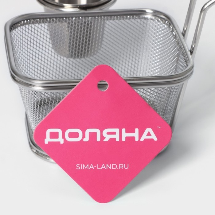 Корзинка для картофеля фри Доляна «Лонгфилд», 14,6×10,6×6 см, с соусником, цвет серебистый Корзинка для картофеля фри Доляна «Лонгфилд», 14,6×10,6×6 см, с соусником, цвет серебистый