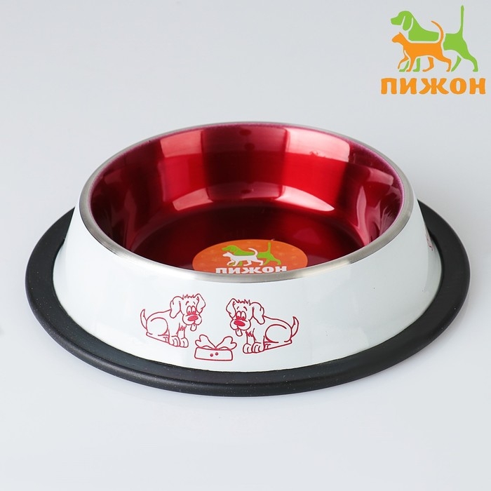 Миска с нескользящим основанием декоративная цветная, 230 мл, бело-красная Миска с нескользящим основанием декоративная цветная, 230 мл, бело-красная