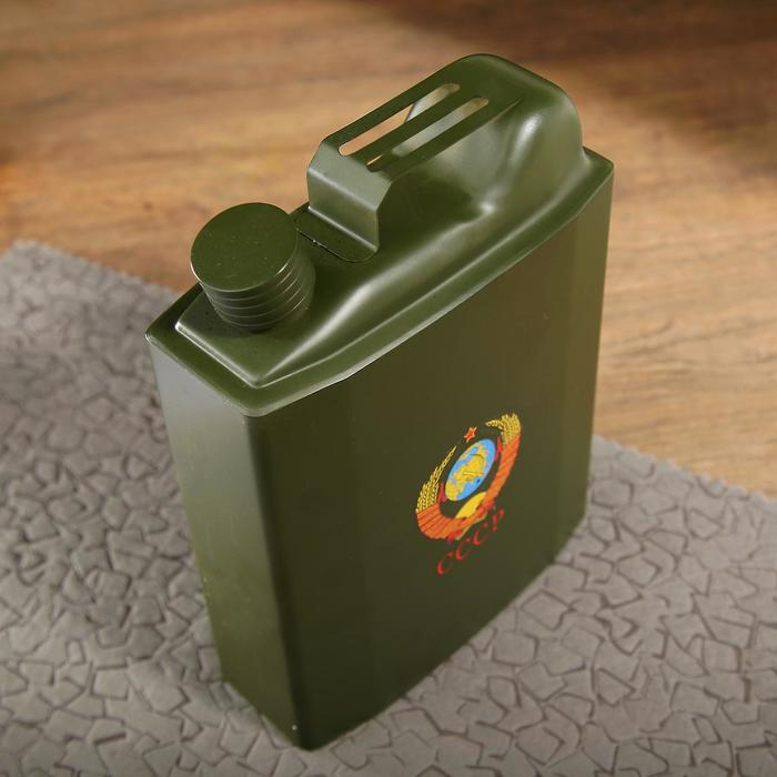 Фляжка для алкоголя и воды "СССР", нержавеющая сталь, подарочная, армейская, 1.59 л