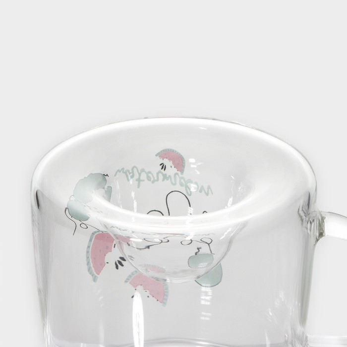 Кружка стеклянная с деревянной крышкой «Арбузик», 300 мл