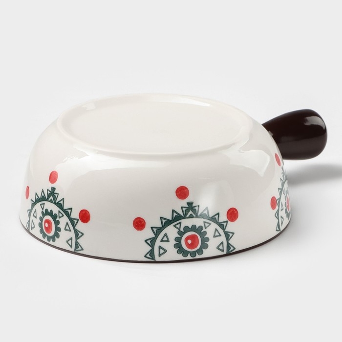 Кокотница керамическая «Узоры», 550 мл, цвет белый Кокотница керамическая «Узоры», 550 мл, цвет белый