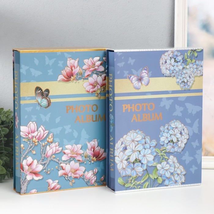 Фотоальбом на 300 фото 10х15 см Фотоальбом на 300 фото 10х15 см "Цветы и бабочка" МИКС 33,6х23х5,5 см