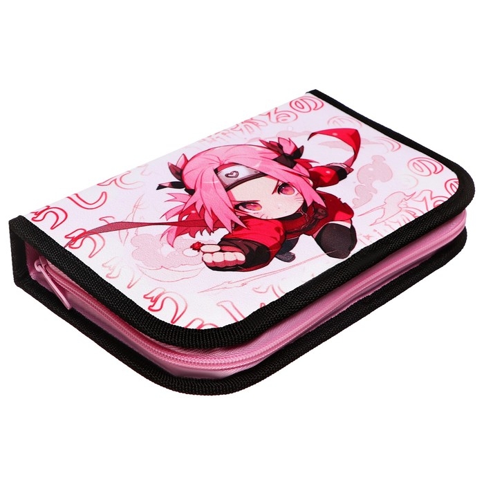 Пенал 1 секция, 130 х 210 х 40 мм, 2 откидные планки, тканевый, Calligrata TOP, Content  Пенал 1 секция, 130 х 210 х 40 мм, 2 откидные планки, тканевый, Calligrata TOP, Content "Аниме сакура"