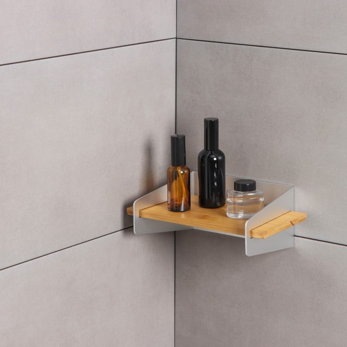 Полка настенная, 31×17,5×12 см, алюминий, бамбук Полка настенная, 31×17,5×12 см, алюминий, бамбук