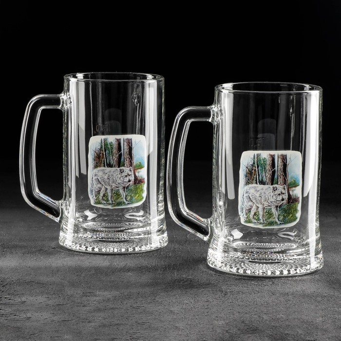 Набор кружек для пива «Охота-рыбалка», 500 мл, 2 шт, рисунок МИКС Набор кружек для пива «Охота-рыбалка», 500 мл, 2 шт, рисунок МИКС
