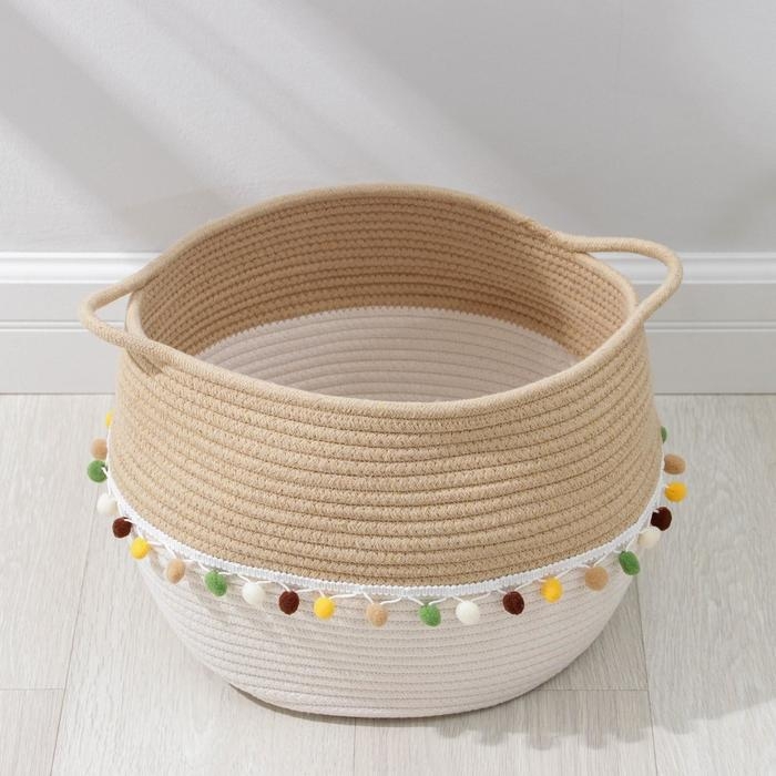 Корзина для хранения плетёная с ручками ручной работы Доляна &laquo;Вори&raquo;, 39&times;29&times;23 см, цвет белый