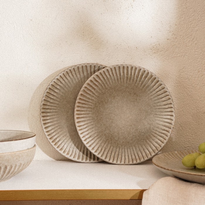 Набор тарелок фарфоровых SL Home «Монти», d=27 см, цвет серый Набор тарелок фарфоровых SL Home «Монти», d=27 см, цвет серый