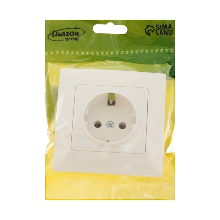Розетка одноместная Luazon Lighting  Розетка одноместная Luazon Lighting "Антей", 16 А, скрытая, с з/к, белая