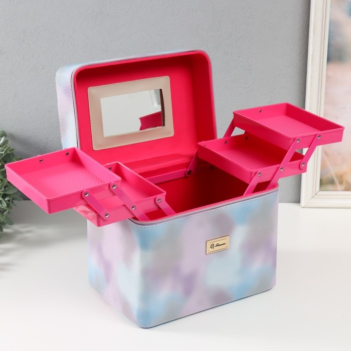 Шкатулка кожзам с зеркалом Шкатулка кожзам с зеркалом "Этажи. Сиреневый туман" 27х18х24 см