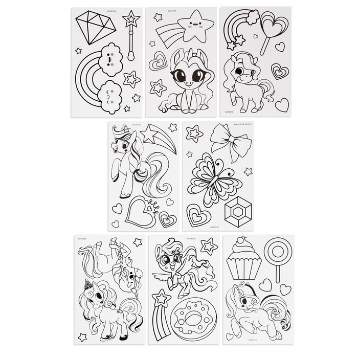 Набор для творчества «Раскрась витражики. Пони», 20 шт. в наборе Набор для творчества «Раскрась витражики. Пони», 20 шт. в наборе