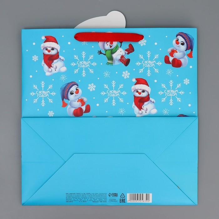Пакет подарочный новогодний «Снеговик», 30 х 30 х 15 см, Новый год Пакет подарочный новогодний «Снеговик», 30 х 30 х 15 см, Новый год