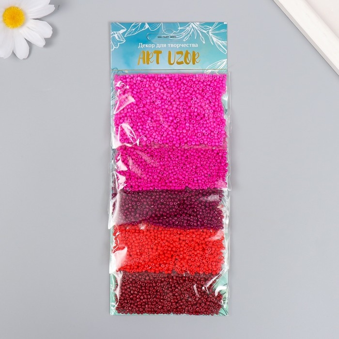 Бисер круглый 12/0  Бисер круглый 12/0 "Палитра розового" 5 цветов х 20 гр 20х8х0,7 см