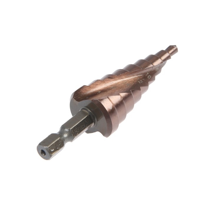 Сверло ступенчатое ТУНДРА ПРОФИ, HSS-Co, спиральный профиль, шестигранный хвостовик, 4-20 мм Сверло ступенчатое ТУНДРА ПРОФИ, HSS-Co, спиральный профиль, шестигранный хвостовик, 4-20 мм