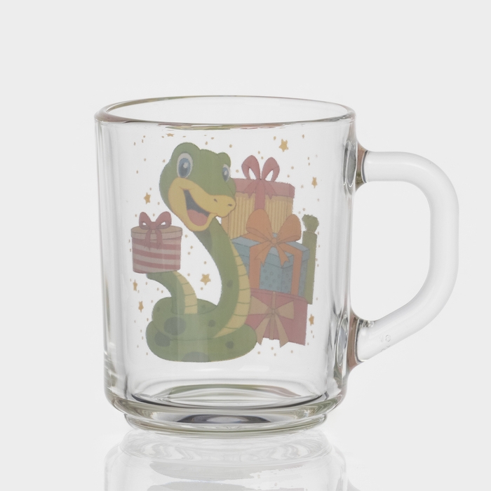 Кружка стеклянная чайная «Новогодние змейки», 200 мл, МИКС